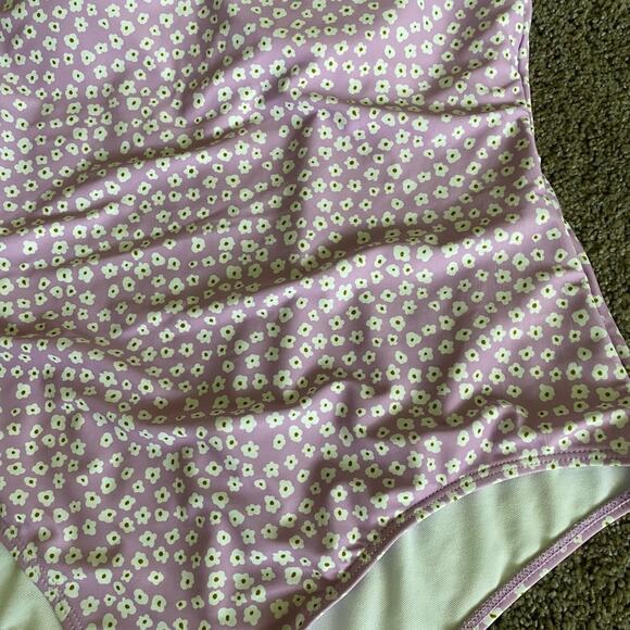 Purple Daisy Modest One Piece Swimsuit - Picture 4 of 7